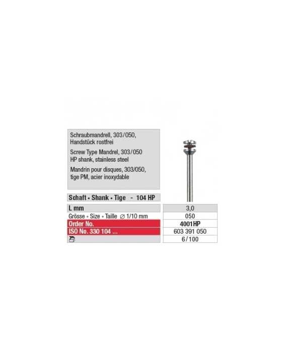 Mandrin pour disques 303/050 4001HP