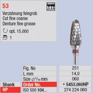 5453-060HP Fraise en carbure - denture 53