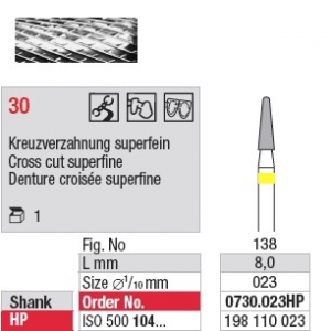 CAD/CAM tungsten carbide milling cutter 0730.023HP