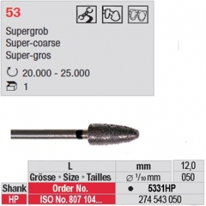 5331HP Full diamond bur (super coarse grain)