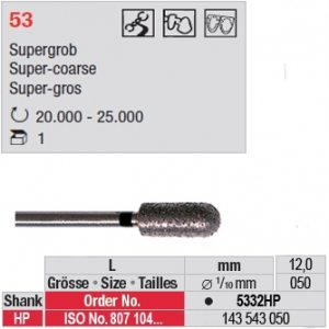 5332HP Full diamond bur (super coarse grain)