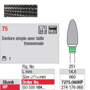 7275-060HP Fraise en carbure - denture 75